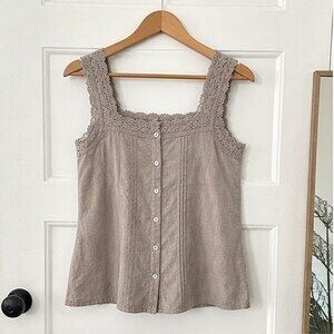 Taupe Lace Trim Top